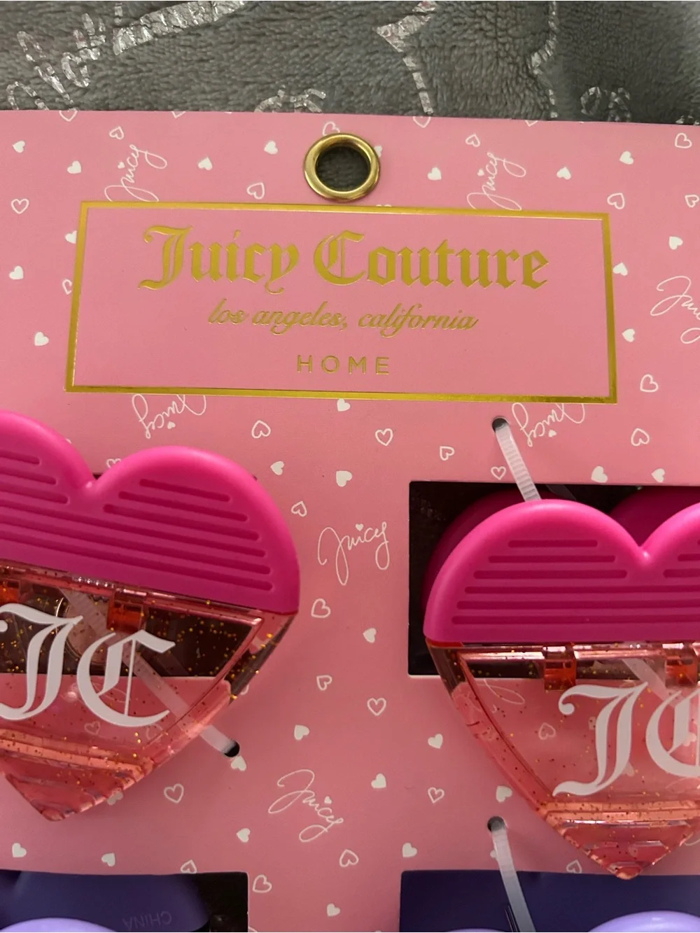 NWT Juicy Couture Heart Magnetic Chip Clips - Hot Pink, Lavender & Black